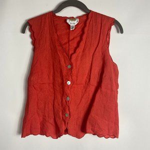 Talbots Salmon Pink Orange Color Scallop Vest 10p - image 1